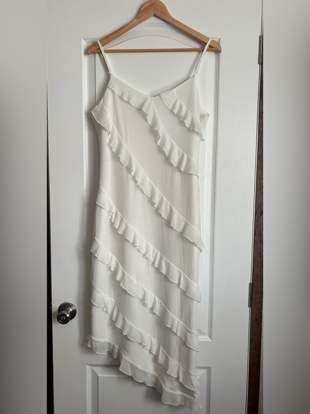 Women's White Ruffle Slip Dress
